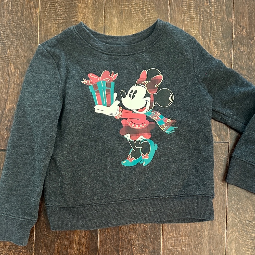 3/$15 Disney Minnie Mouse Holiday Sweatshirt - Dark Gray